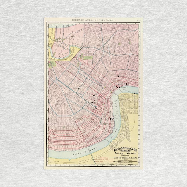 Vintage Map of New Orleans Louisiana (1897) by Bravuramedia